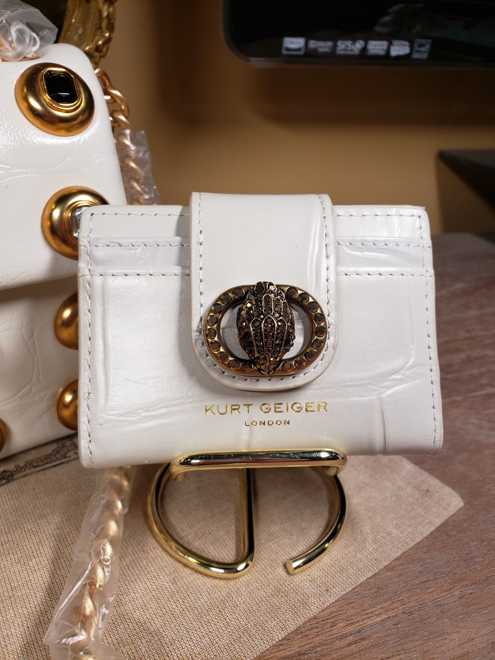 Kurt Geiger Bone Gem Studded Croc Embossed Crossbody w/ Wallet SET! NWT! - Picture 10 of 15